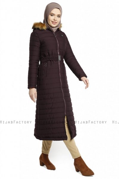 Yeliz - Lila Lange Jacke Mit Kapuze