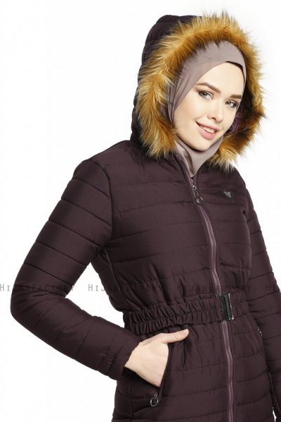 Yeliz - Lila Lange Jacke Mit Kapuze