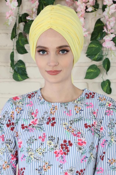 Amy - Gelb Baumwolle Turban - Ayse Turban