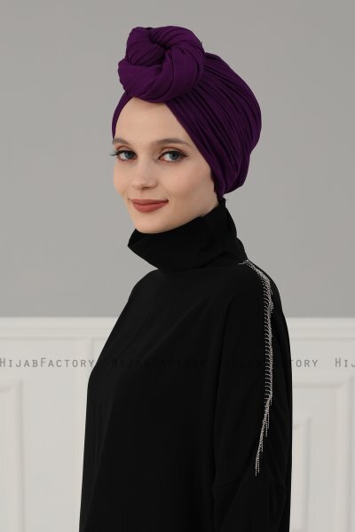 Amy - Lila Baumwolle Turban - Ayse Turban