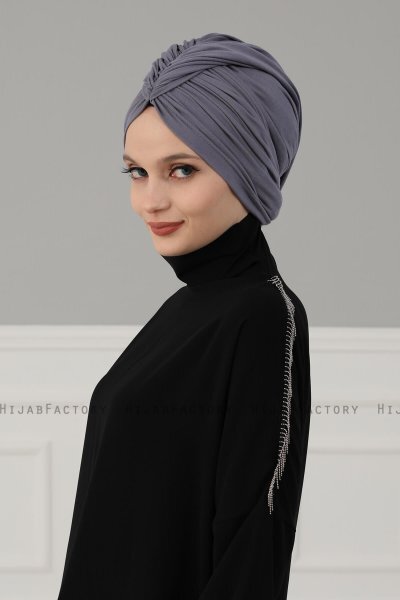 Amy - Grau Baumwolle Turban - Ayse Turban