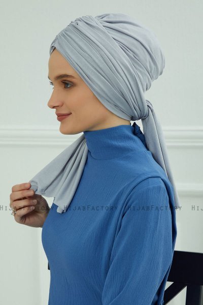 Amy - Hellgrau Baumwolle Turban