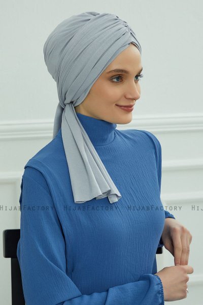 Amy - Hellgrau Baumwolle Turban