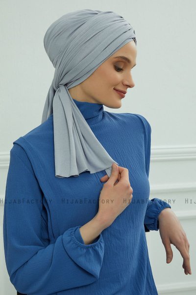 Amy - Hellgrau Baumwolle Turban