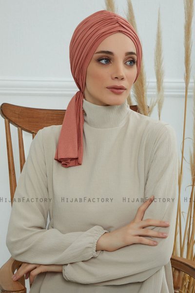 Amy - Lachsfarbe Baumwolle Turban
