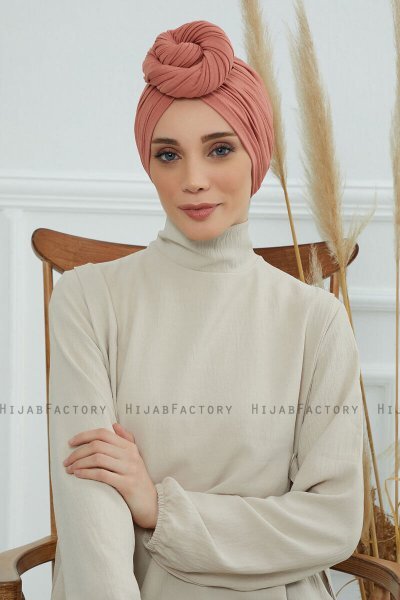 Amy - Lachsfarbe Baumwolle Turban