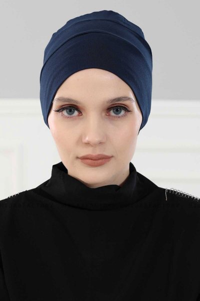 Stella - Navy Blau Baumwolle Turban