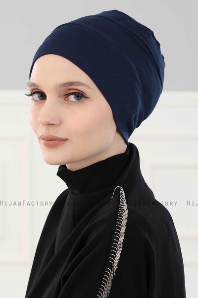 Stella - Navy Blau Baumwolle Turban