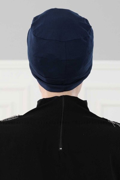 Stella - Navy Blau Baumwolle Turban