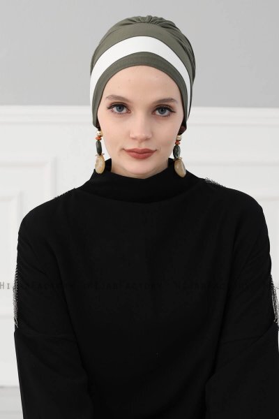Elsa - Khaki & Creme Baumwolle Turban