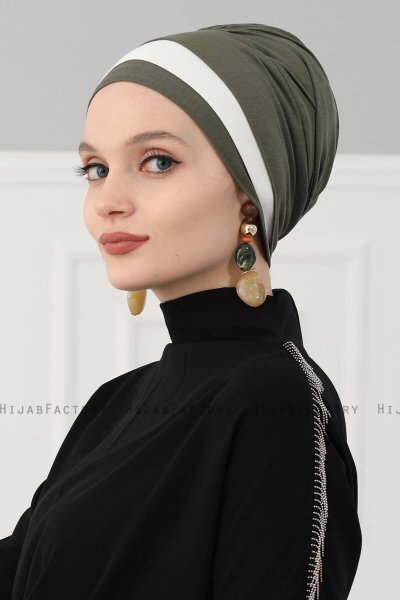 Elsa - Khaki & Creme Baumwolle Turban