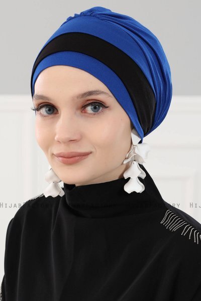 Elsa - Blau & Schwarz Baumwolle Turban