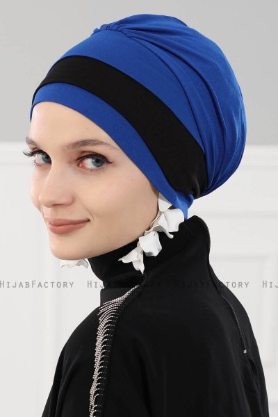 Elsa - Blau & Schwarz Baumwolle Turban