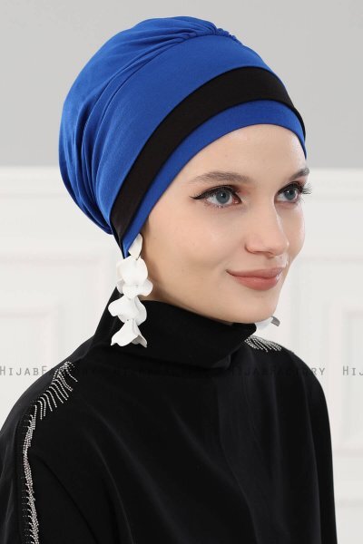 Elsa - Blau & Schwarz Baumwolle Turban