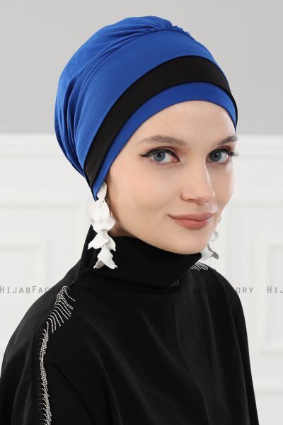 Elsa - Blau & Schwarz Baumwolle Turban