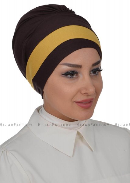 Elsa - Braun & Senf Baumwolle Turban
