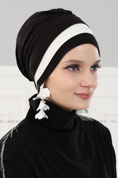 Elsa - Schwarz & Creme Baumwolle Turban