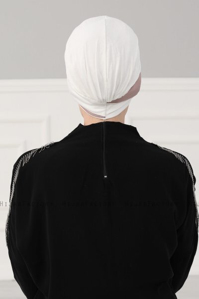 Elsa - Creme & Taupe Baumwolle Turban