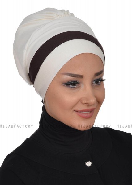Elsa - Creme & Braun Baumwolle Turban