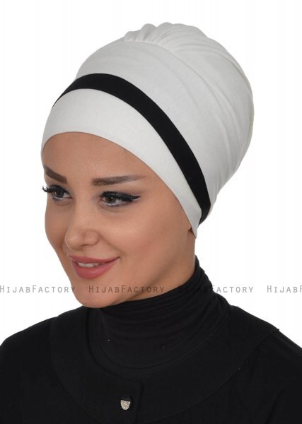 Elsa - Creme & Schwarz Baumwolle Turban