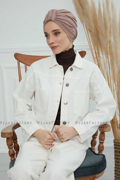 Laura - Taupe Baumwolle Turban