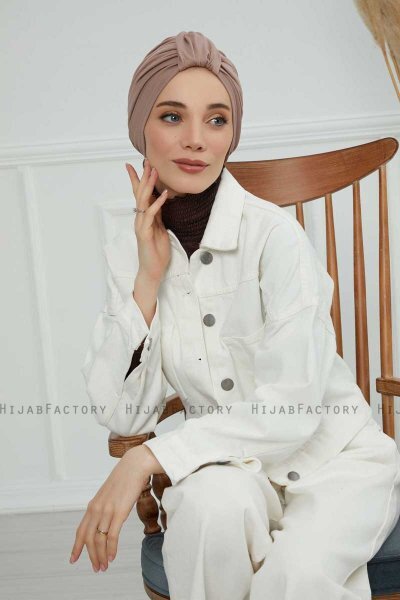 Laura - Taupe Baumwolle Turban