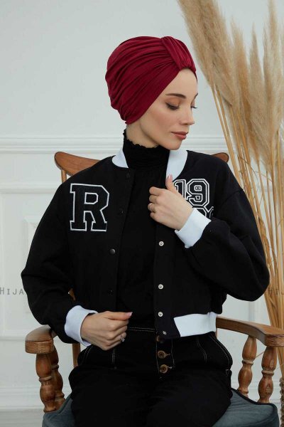 Laura - Bordeaux Baumwolle Turban