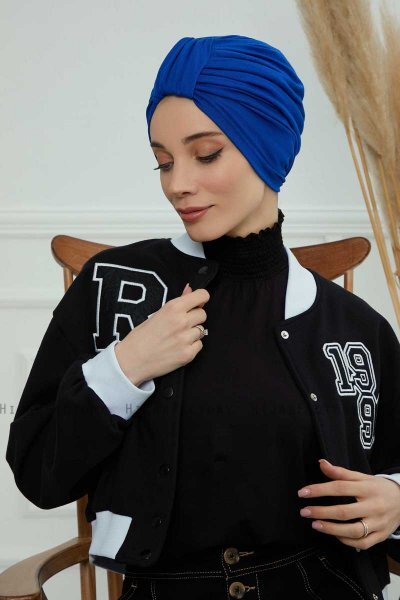 Laura - Blau Baumwolle Turban