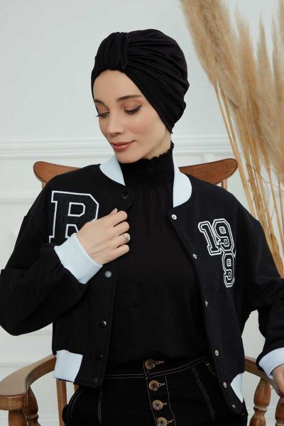 Laura - Schwarz Baumwolle Turban