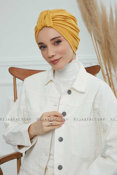 Laura - Senf Baumwolle Turban