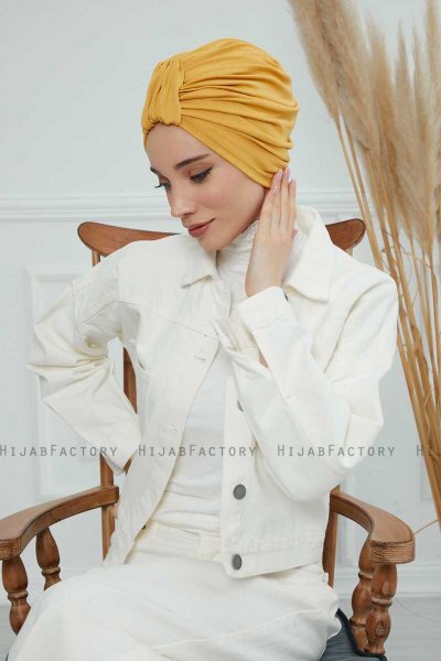 Laura - Senf Baumwolle Turban
