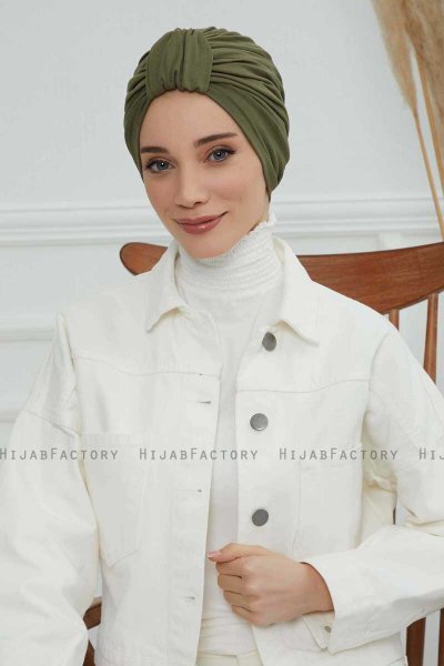 Laura - Khaki Baumwolle Turban