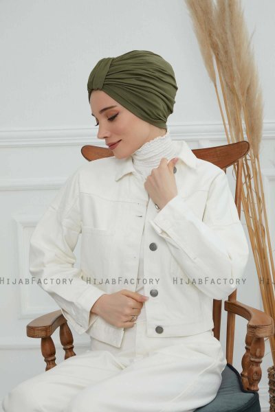 Laura - Khaki Baumwolle Turban