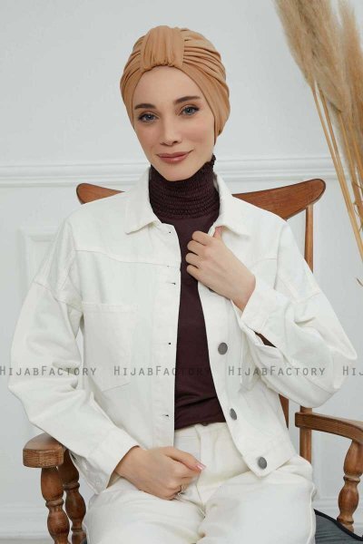 Laura - Hellbraun Baumwolle Turban
