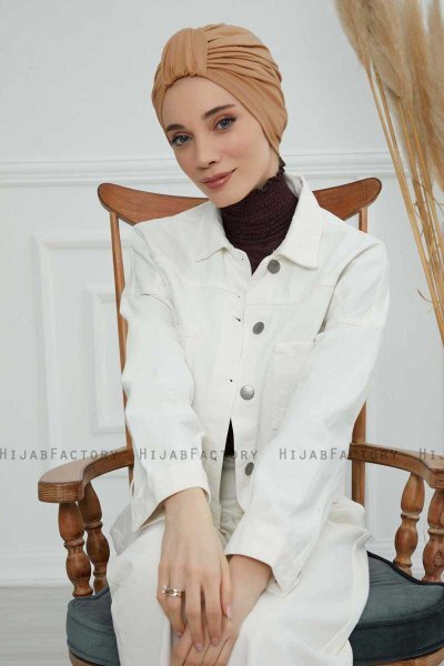 Laura - Hellbraun Baumwolle Turban