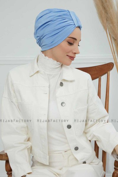 Laura - Sky Blue Baumwolle Turban