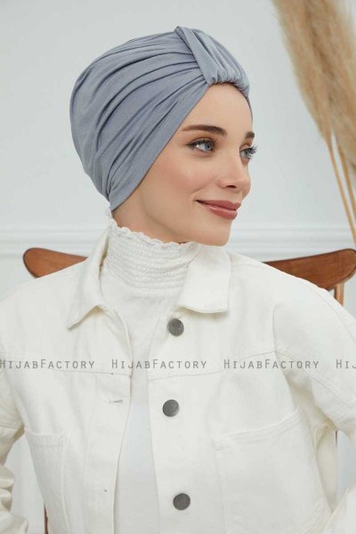 Laura - Hellgrau Baumwolle Turban