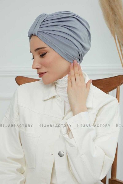 Laura - Hellgrau Baumwolle Turban