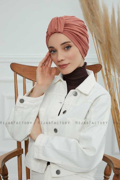 Laura - Lachsfarbe Baumwolle Turban