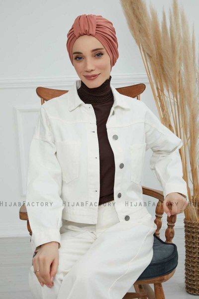 Laura - Lachsfarbe Baumwolle Turban