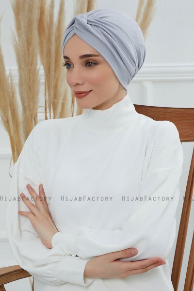 Astrid - Hellgrau Baumwolle Turban