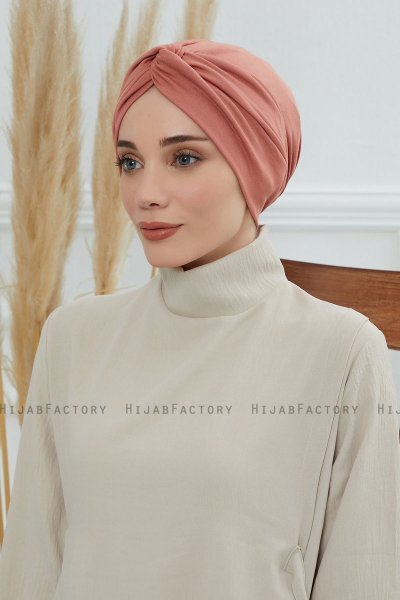 Astrid - Lachsfarbe Baumwolle Turban