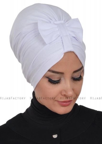 Agnes - Weiß Baumwolle Turban - Ayse Turban