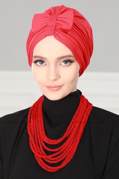 Agnes - Rot Baumwolle Turban - Ayse Turban