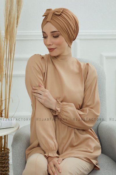 Agnes - Hellbraun Baumwolle Turban
