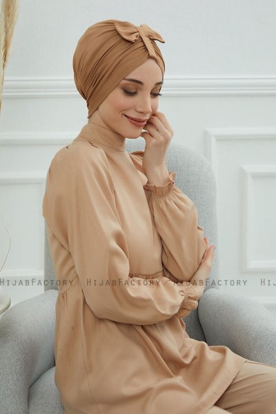Agnes - Hellbraun Baumwolle Turban