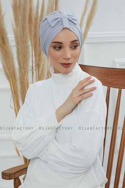 Agnes - Hellgrau Baumwolle Turban