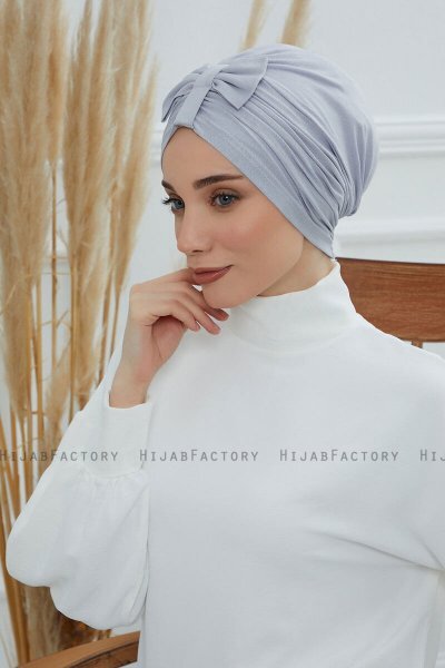 Agnes - Hellgrau Baumwolle Turban