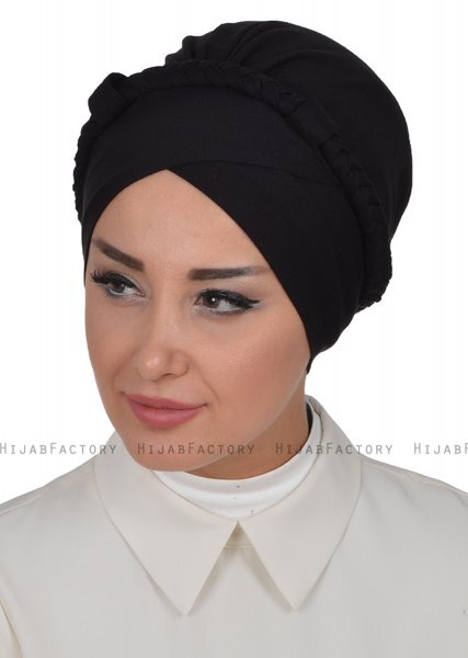 Olivia - Schwarz Baumwolle Turban - Ayse Turban