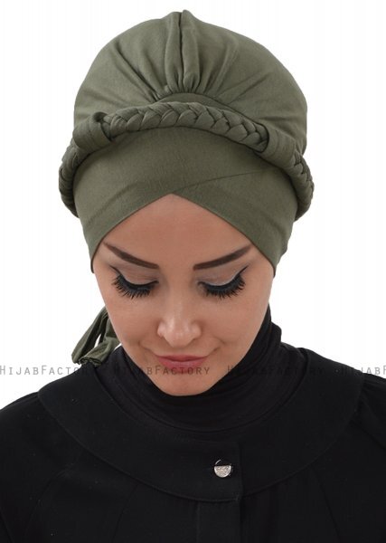 Olivia - Khaki Baumwolle Turban - Ayse Turban